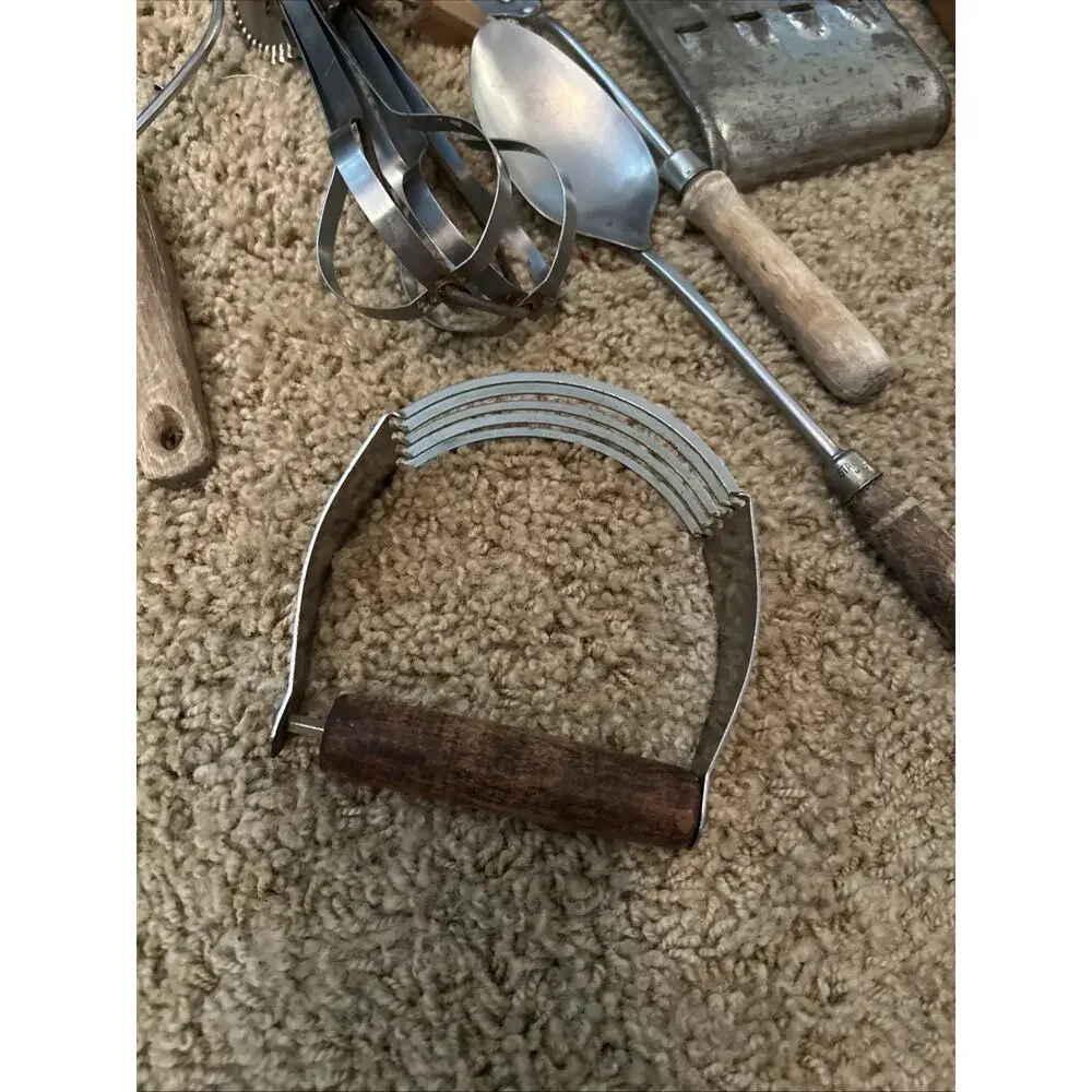 Lot Vintage Kitchen Utensils Tools Gadget Farmhouse Primitive Antique Steel Wood